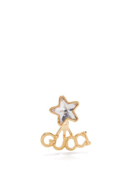 Gucci - Script-logo Crystal Star Single Earring - Womens - Gold