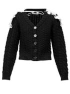 Matchesfashion.com Cecilie Bahnsen - Milo Contrast-cape Rib-knitted Cardigan - Womens - Black