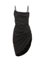 Ladies Rtw Jacquemus - Saudarde Draped Hemp-blend Dress - Womens - Black