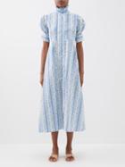 Thierry Colson - Venetia Printed Cotton-poplin Shirt Dress - Womens - Green Blue