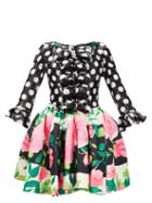 Matchesfashion.com Richard Quinn - Sequinned Polka Dot And Rose-print Dress - Womens - Black Print