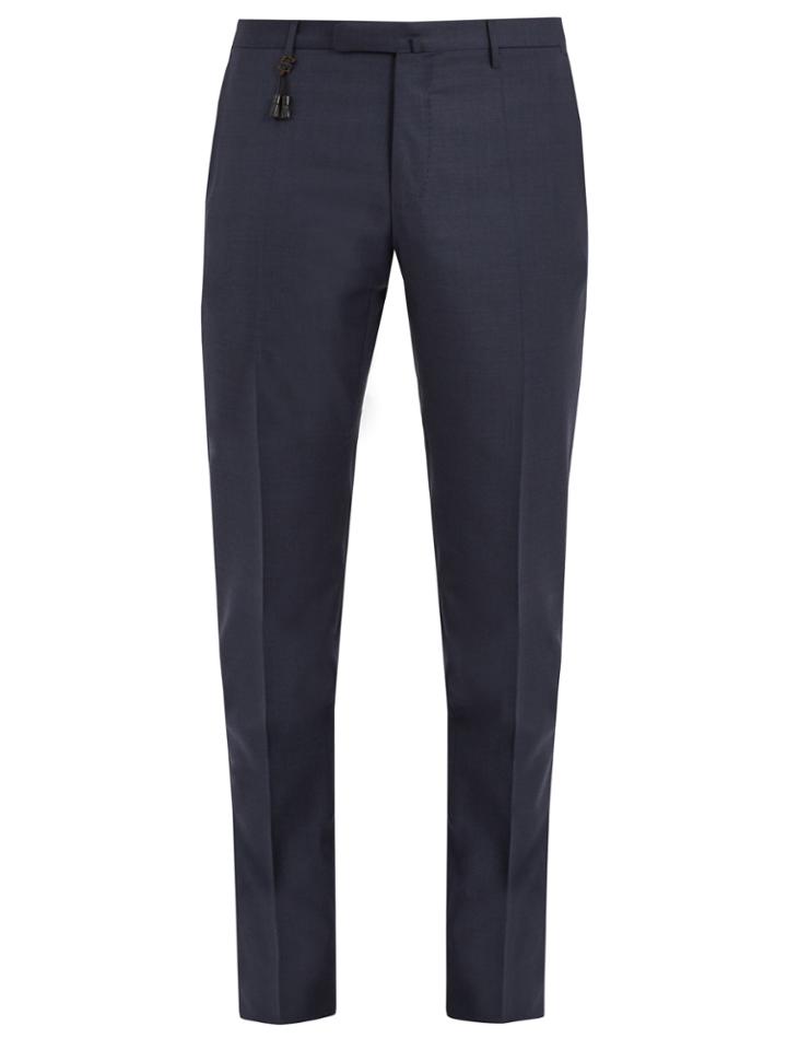 Incotex Mid-rise Slim-leg Sharkskin-wool Trousers