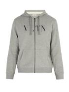 Matchesfashion.com Valentino - Logo Print Zip Through Hooded Sweatshirt - Mens - Grey