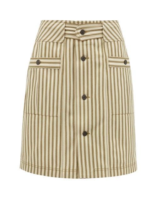 Matchesfashion.com Mara Hoffman - Lici Patch-pocket Striped Midi Skirt - Womens - Green Stripe