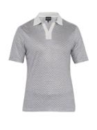 Matchesfashion.com Giorgio Armani - Striped Chevron Jacquard Open Collar Polo Shirt - Mens - White Multi