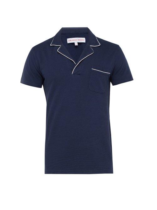 Matchesfashion.com Orlebar Brown - Donald Cotton Waffle Knit Polo Shirt - Mens - Navy Multi