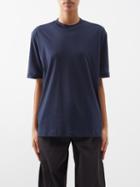 Tibi - Cotton-jersey T-shirt - Womens - Navy