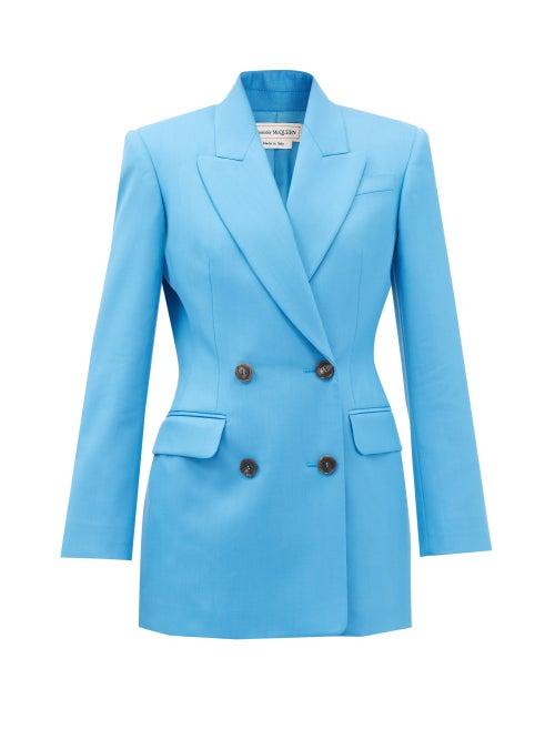Alexander Mcqueen - Double-breasted Wool-twill Jacket - Womens - Blue