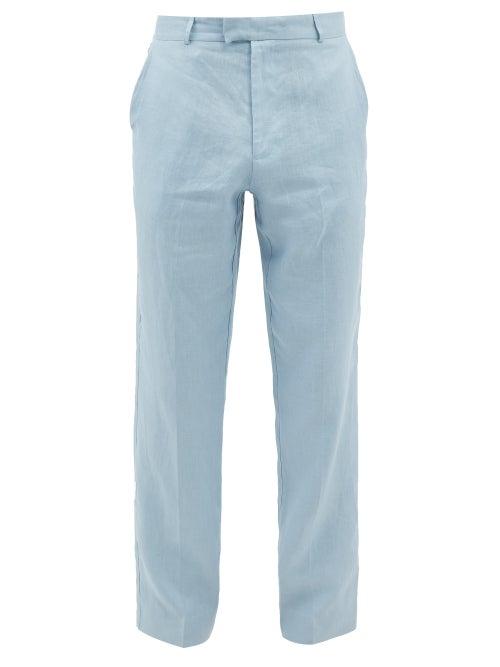 Albus Lumen - Linen Suit Trousers - Mens - Blue