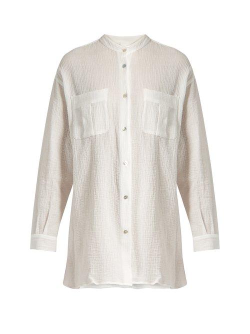 Matchesfashion.com Loup Charmant - Hafia Band Collar Cotton Shirt - Womens - White