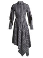 Palmer/harding Striped Slit-sleeve Stretch-cotton Dress