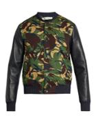Off-white Camouflage-print Cotton And Leather Bomber Jacket