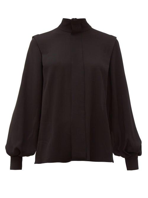 Matchesfashion.com Emilia Wickstead - Brunhilda Tie Neck Crepe Blouse - Womens - Black