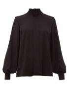 Matchesfashion.com Emilia Wickstead - Brunhilda Tie Neck Crepe Blouse - Womens - Black