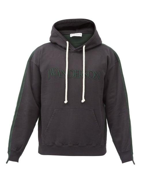 Matchesfashion.com Jw Anderson - Logo-embroidered Deconstructed Hooded Sweatshirt - Mens - Black Green