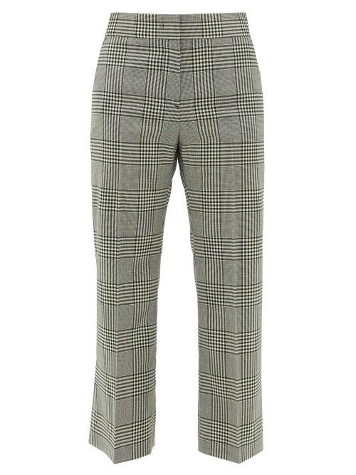 Matchesfashion.com Msgm - Cropped Houndstooth-check Wool Trousers - Womens - Black White