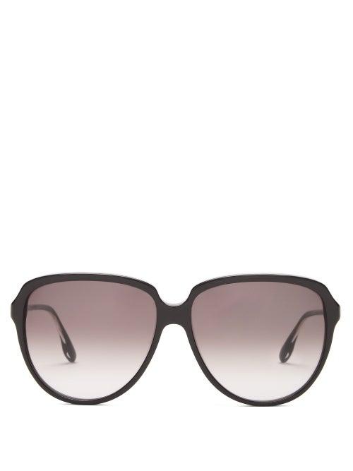 Matchesfashion.com Victoria Beckham - Oversized Round Acetate Sunglasses - Womens - Black