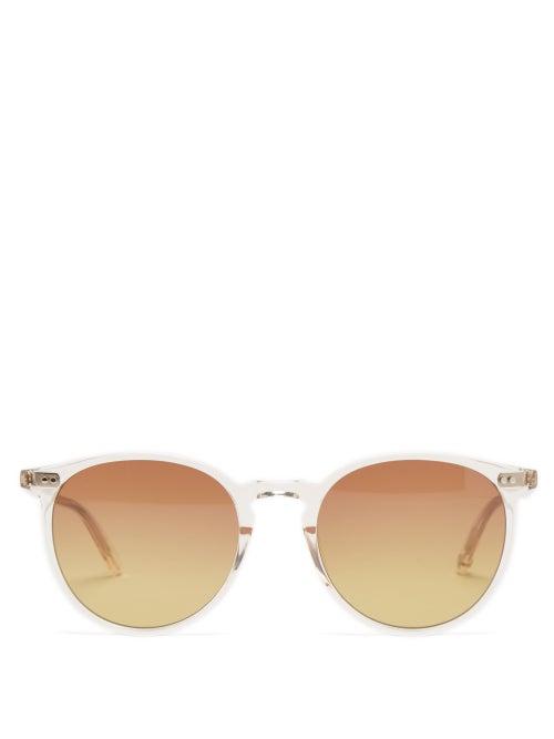 Mens Eyewear Garrett Leight - Morningside Round Cellulose-acetate Sunglasses - Mens - Beige
