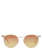 Mens Eyewear Garrett Leight - Morningside Round Cellulose-acetate Sunglasses - Mens - Beige