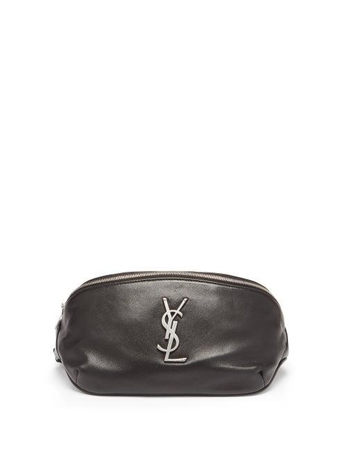 Matchesfashion.com Saint Laurent - Ysl-plaque Leather Canvas Belt Bag - Mens - Black