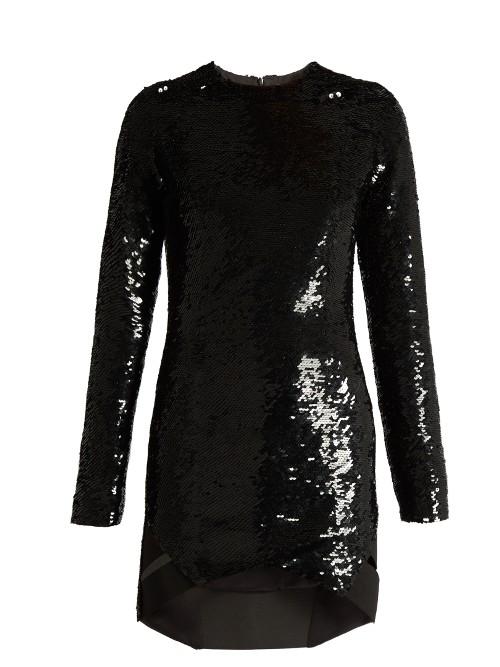 Anthony Vaccarello Long-sleeved Sequin-embellished Silk Dress