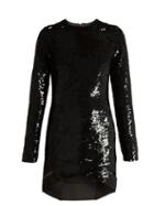 Anthony Vaccarello Long-sleeved Sequin-embellished Silk Dress