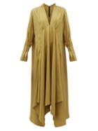 Matchesfashion.com Petar Petrov - Alita Tie-neck Silk-twill Dress - Womens - Khaki