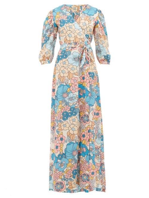 Matchesfashion.com Dodo Bar Or - Kate Floral-print Wrap Maxi Dress - Womens - Cream Print