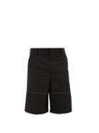 Matchesfashion.com Jil Sander - Contrast-stitch Wide-leg Cotton-blend Shorts - Mens - Black