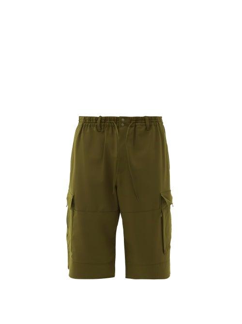 Matchesfashion.com Y-3 - Drawstring Wool-blend Cargo Shorts - Mens - Green