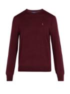 Matchesfashion.com Polo Ralph Lauren - Logo Embroidered Wool Sweater - Mens - Burgundy