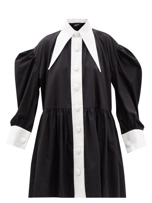 Elzinga - Exaggerated-collar Silk Babydoll Dress - Womens - Black