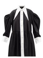 Elzinga - Exaggerated-collar Silk Babydoll Dress - Womens - Black
