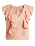 Ace & Jig Maggie Ruffled V-neck Striped Cotton Top