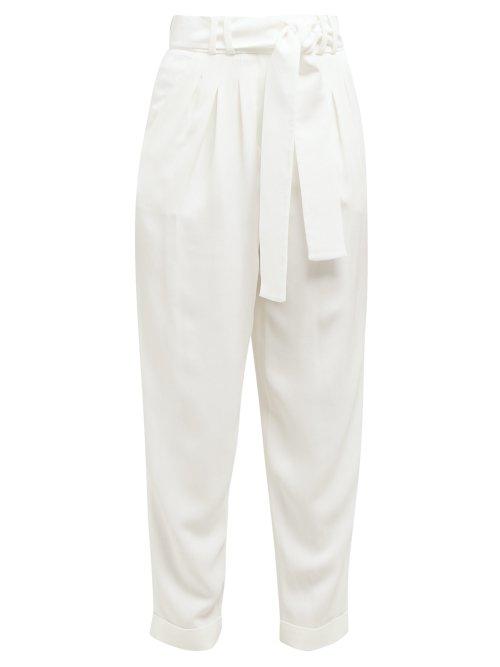 Matchesfashion.com Balmain - High Rise Turn Up Cuff Twill Trousers - Womens - White