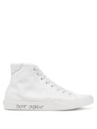 Matchesfashion.com Saint Laurent - Malibu Logo-print Leather High-top Trainers - Womens - White