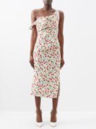 Carolina Herrera - Off-the-shoulder Cherry-print Cotton-blend Dress - Womens - White Multi