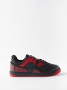 Gucci - Basket Gg-print Faux-leather Trainers - Mens - Black Red