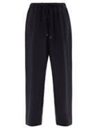 Ladies Rtw Christopher Kane - Straight-leg Drawstring Slubbed-canvas Trousers - Womens - Navy