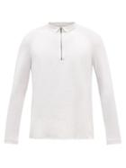 Jacques - Zipped Long-sleeved Jersey Polo Shirt - Mens - White