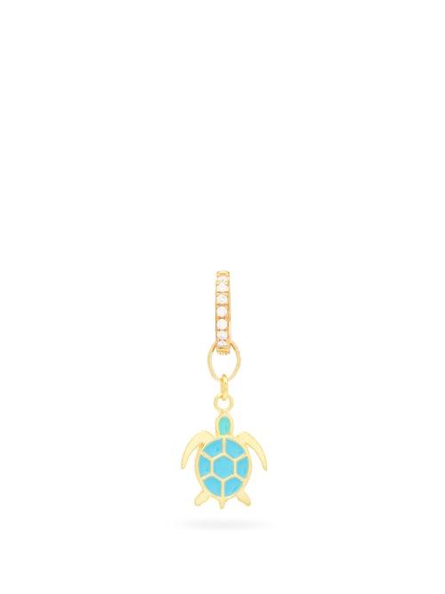 Matchesfashion.com Wilhelmina Garcia - Turtle Crystal & 18kt Gold-vermeil Single Earring - Womens - Green Gold