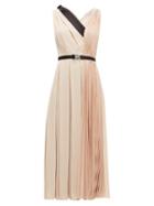 Matchesfashion.com Prada - Belted Pleated Twill Midi Dress - Womens - Light Pink