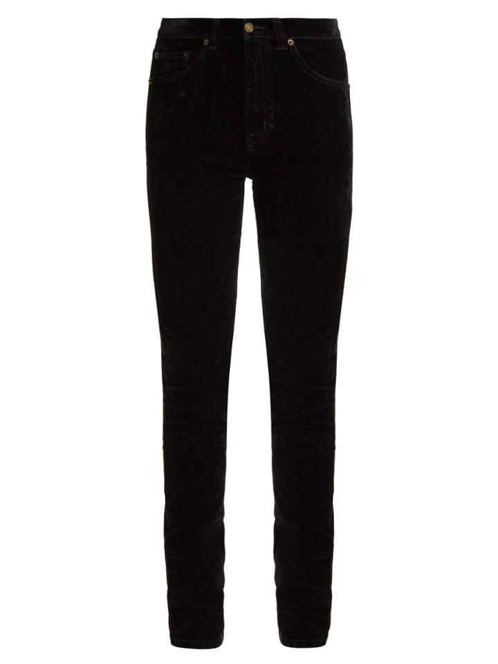 Saint Laurent Mid-rise Stretch-velvet Skinny Jeans