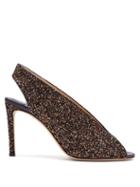 Matchesfashion.com Jimmy Choo - Shar 85 Peep Toe Glitter Leather Slingback Sandals - Womens - Brown Multi