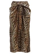 Matchesfashion.com Ganni - Leopard Printed Silk Blend Midi Skirt - Womens - Leopard