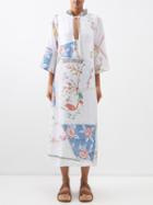 By Walid - Lee Patchwork Vintage-linen Dress - Womens - Natural