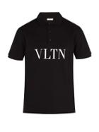 Matchesfashion.com Valentino - Logo Print Cotton Piqu Polo Shirt - Mens - Black