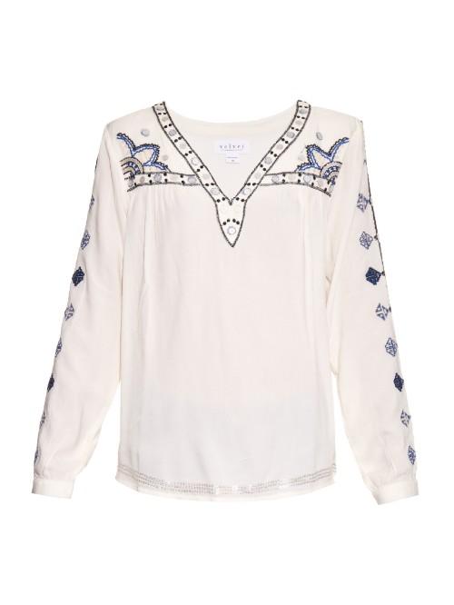 Velvet By Graham & Spencer Chantel Embroidered Blouse