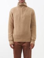 Nili Lotan - Heston Half-zip Ribbed-cashmere Sweater - Mens - Beige