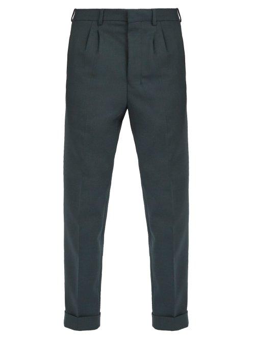 Matchesfashion.com Ami - Pleated Straight Leg Trousers - Mens - Dark Green